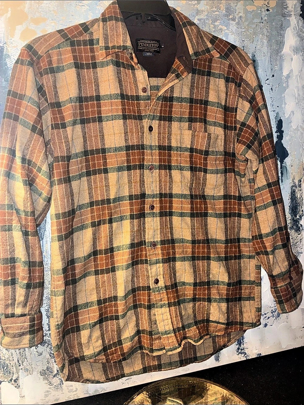 Genuine Pendleton 100% Virgin Wool Ranger PlaidBrown & Green Size M Mens